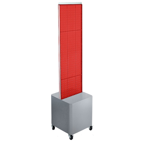 Two-Sided Pegboard Floor Display on Wheeled Studio Base